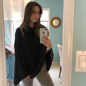 Black Knit Poncho - Medium / Large